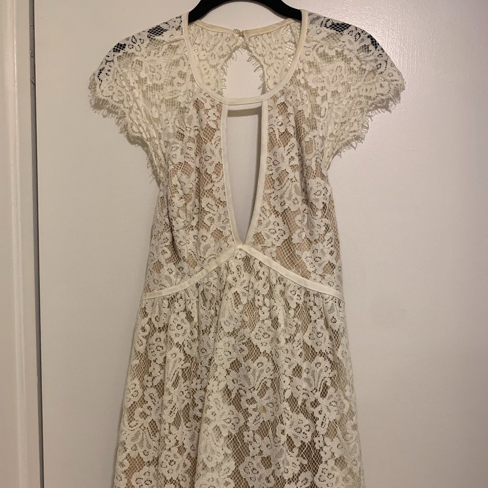 Lulu's White Lace Cutout Mini Dress